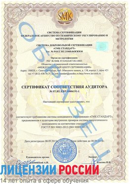 Образец сертификата соответствия аудитора №ST.RU.EXP.00006191-1 Судак Сертификат ISO 50001